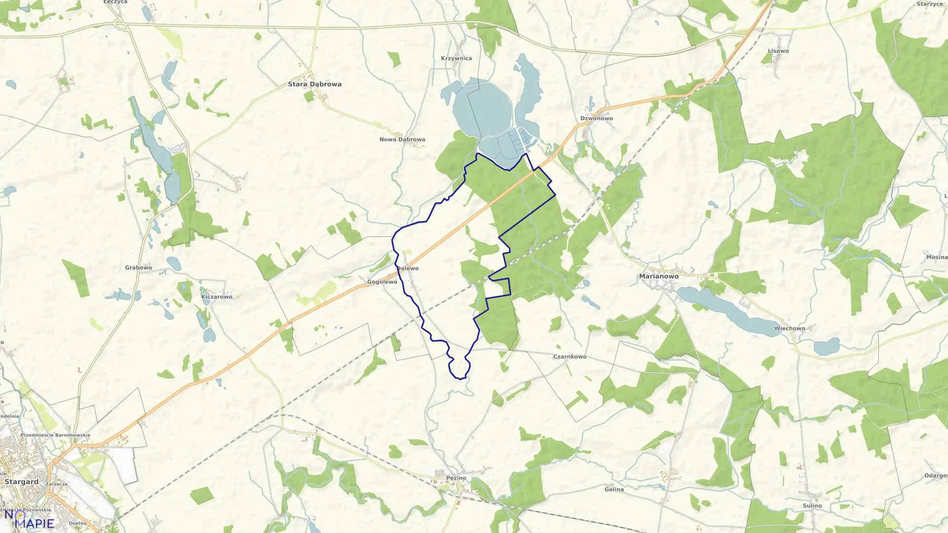 Mapa obrębu Dalewo w gminie Marianowo