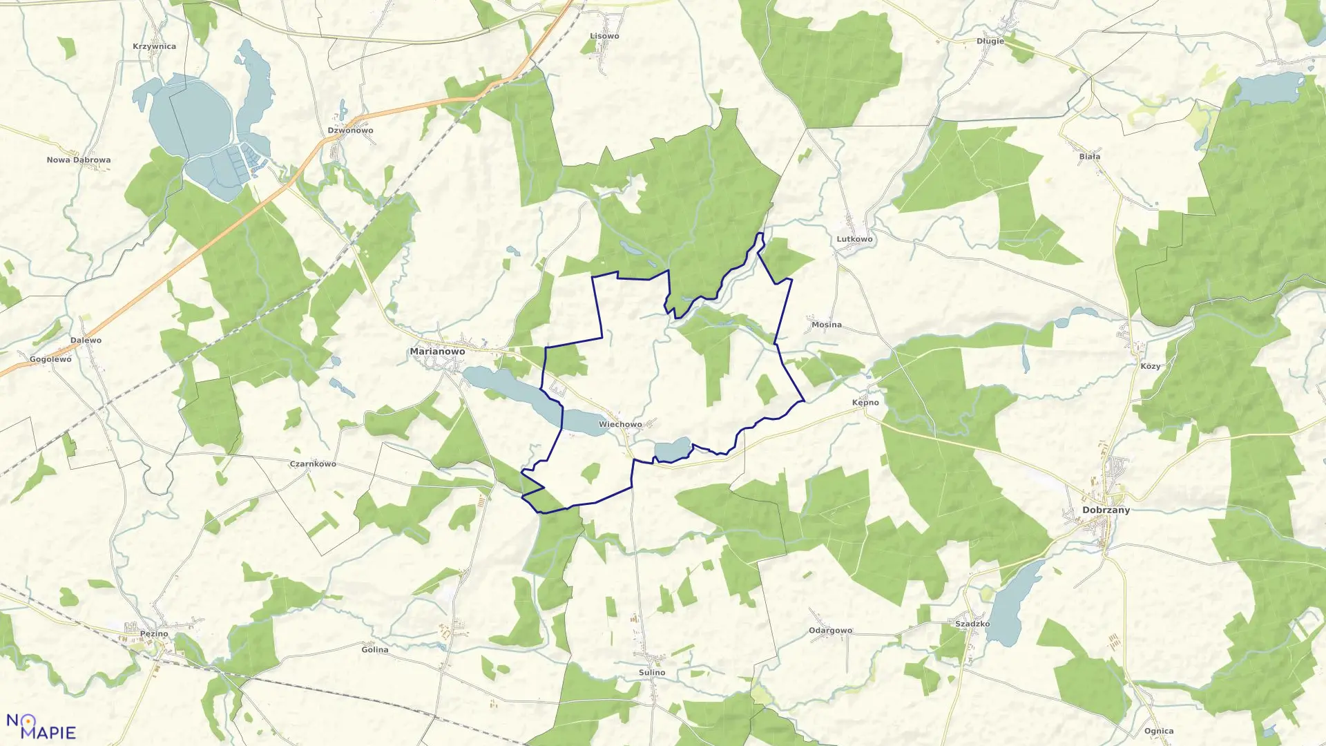 Mapa obrębu Wiechowo w gminie Marianowo